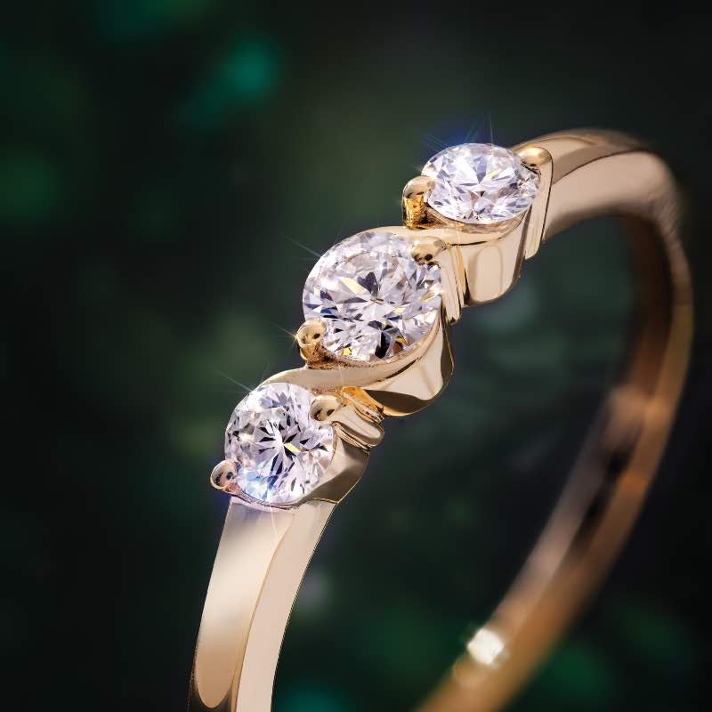 3-Stone Lab-Created Diamond Ring